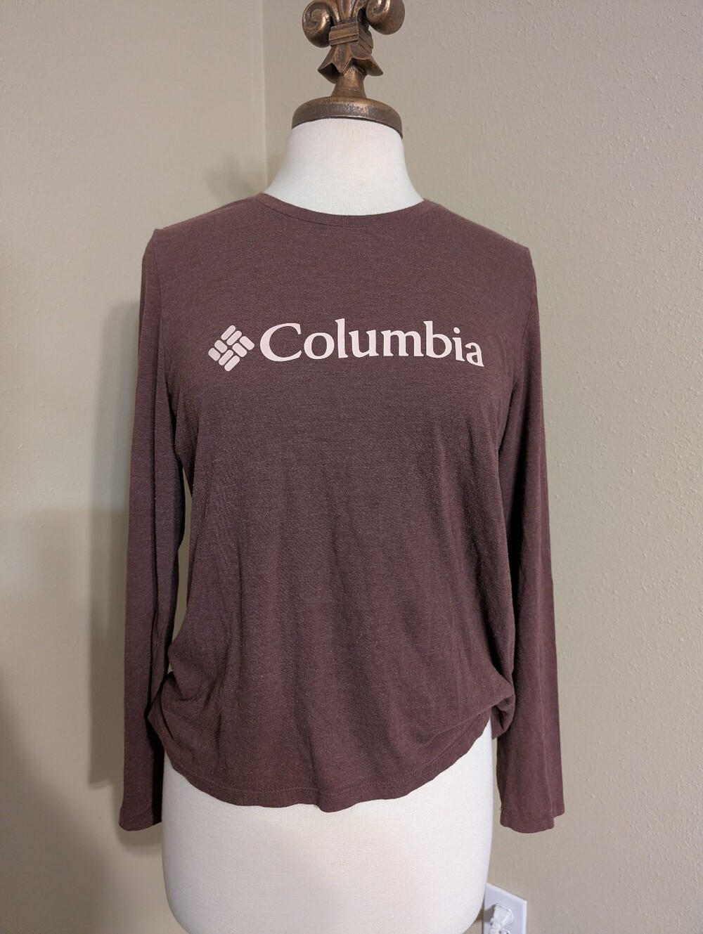 Columbia Long Sleeve Logo Tee in Plum Brown